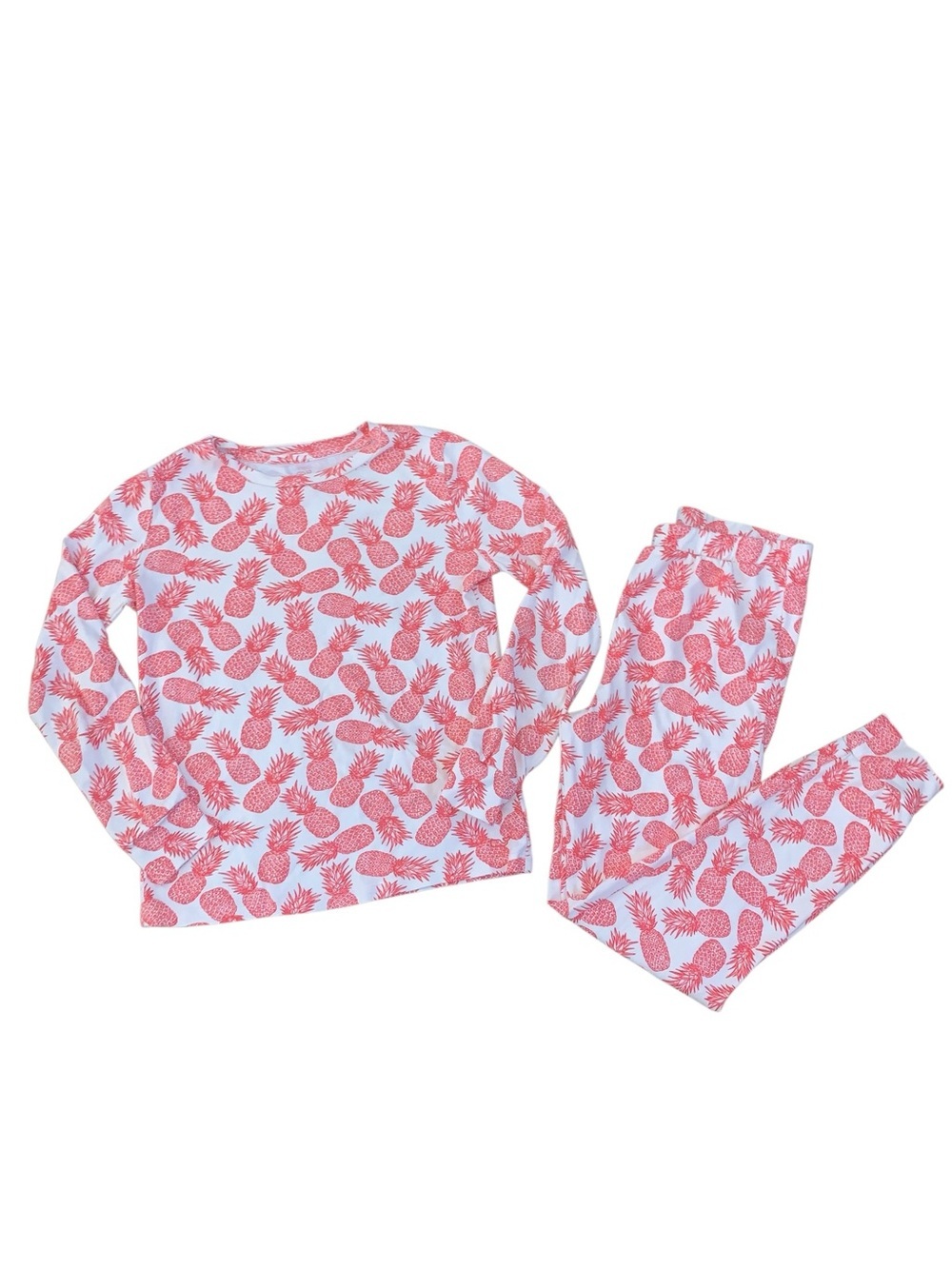 Vineyard Vines Pineapple Pajama Set Kids Size 10 Pima Cotton Pink White - Picture 1 of 9